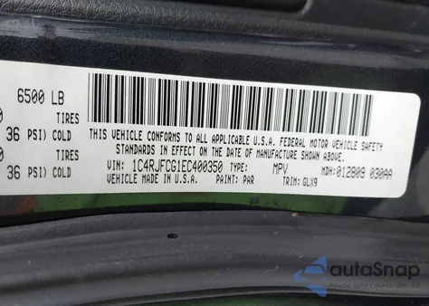 2014 Jeep Grand Cherokee Overland из США, поврежденный, VIN 1C4RJFCG1EC400350